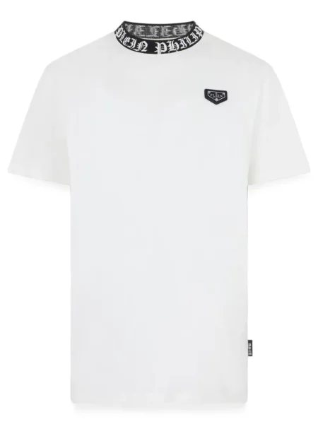 Tricou Philipp Plein din jerseu alb