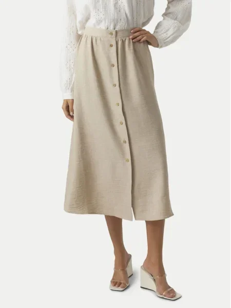 Vero Moda Fustă midi Melaney bej