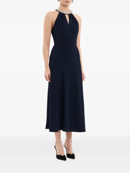 Rochie midi Rebecca Vallance cu gât halter albastru