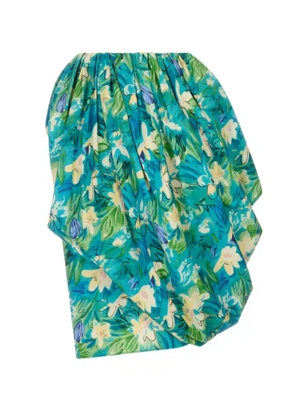 Fusta mini Chloé cu model floral cu imagine drapată albastru