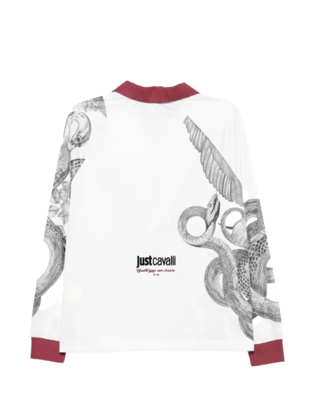 Lung tricou Just Cavalli cu imagine alb