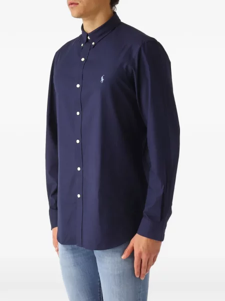 Πουκάμισο Polo Ralph Lauren με κέντημα από ζέρσεϋ μπλε