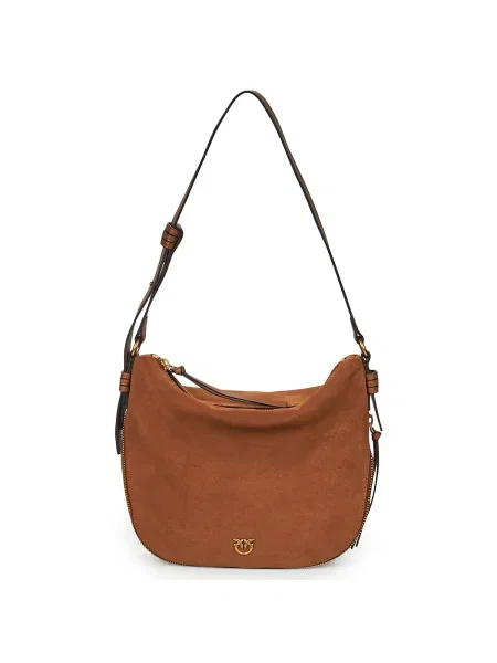 Geanta hobo Pinko din piele de căprioară clasică maro