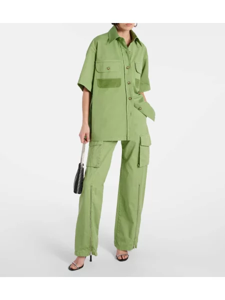 Pantaloni cargo Stella Mccartney din canvas verde