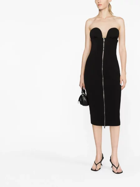 Kostiumas midi suknelė Off-white iki kelių be petnešėlių balta