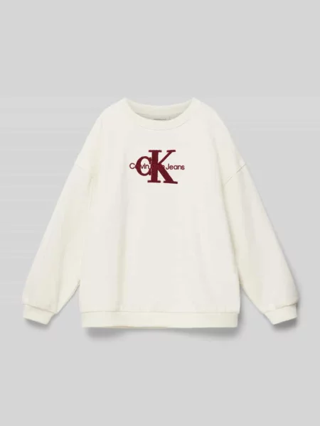 Bluza o kroju oversized z nadrukiem z logo model ‘TEDDY’ Calvin Klein Jeans biała
