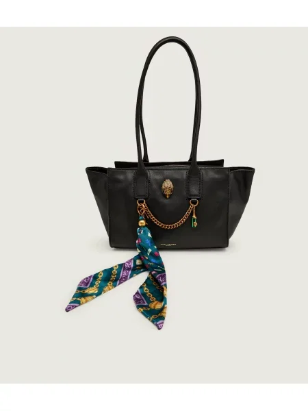 Kurt Geiger De piele geantă pe umăr + eșarfă pătrată Sloane negru