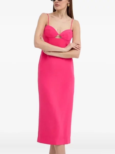 Rochie midi Bardot până la genunchi de costum roz