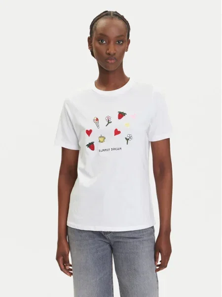 Pieces Tricou Funly alb