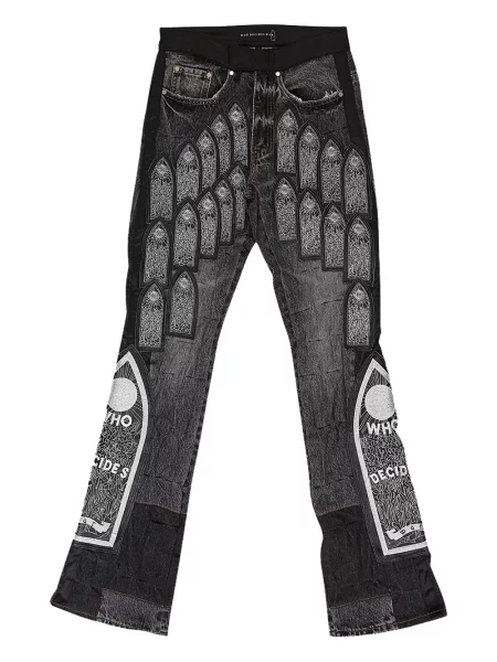 Džíny Who Decides War se záplatami černé