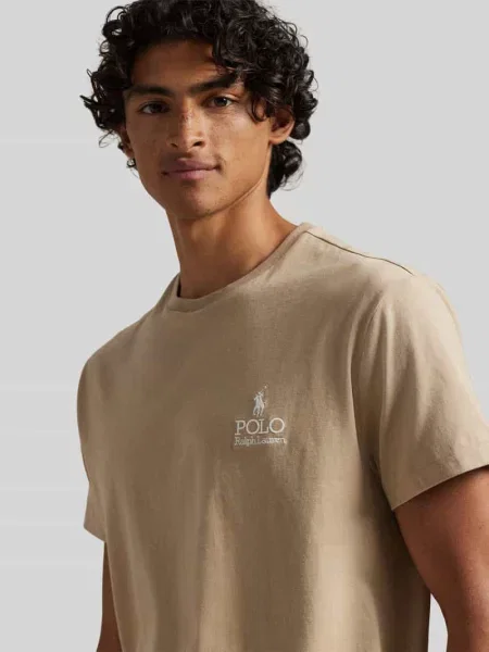 T-shirt o kroju relaxed fit z czystej bawełny z wyhaftowanym logo Polo Ralph Lauren beżowa