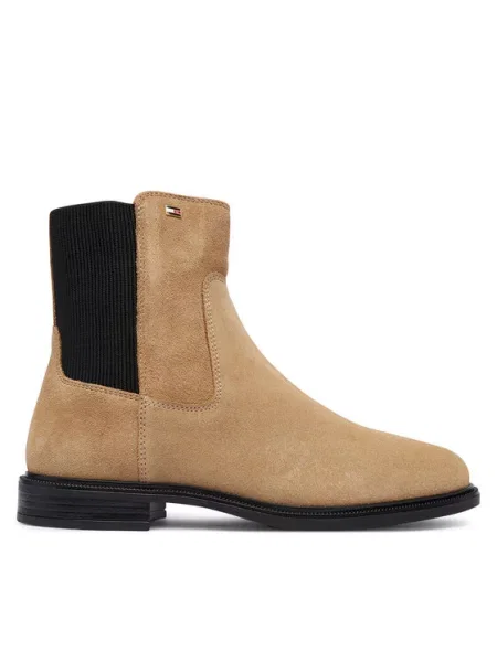 Tommy Hilfiger Ghete Jodhpur Enamel Flag Suede Ankle Chelsea bej