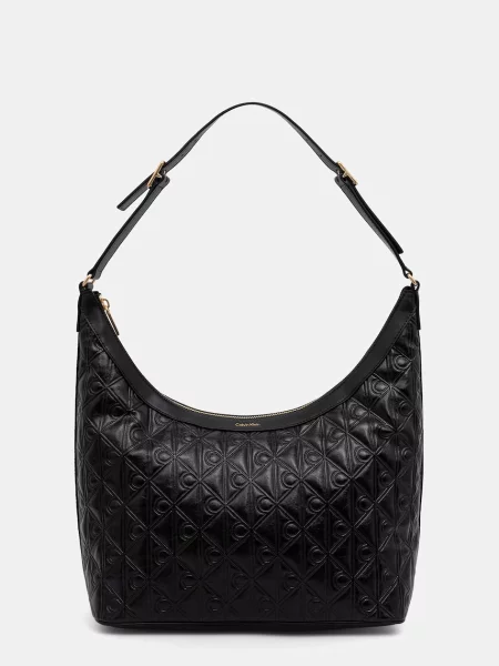 Calvin Klein Torebka Emblem Aop Debossed Medium Shbag czarny