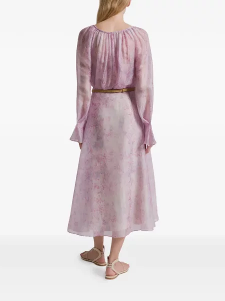 Bluză Alberta Ferretti cu model floral lungă violet