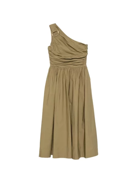 Rochie midi Joseph cu volane cu un umăr gol verde