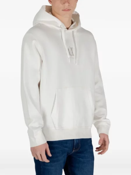 Hanorac cu glugă Armani Exchange cu imagine alb