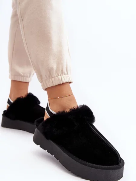 Кожени чехли Boto на платформе черно