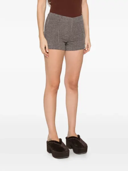 Pantaloni scurți Maggie Marilyn cu model herringbone maro