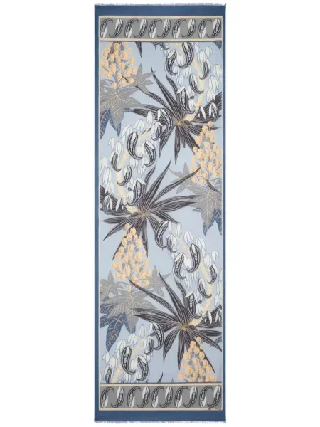 Fular Etro cu model floral cu imagine albastru