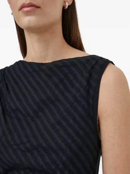 Rochie midi Samsøe Samsøe cu dungi până la genunchi de costum negru