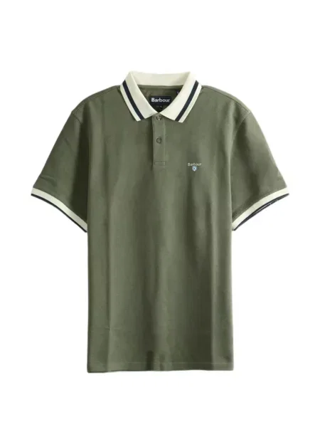 Tricou polo Barbour cu broderie verde