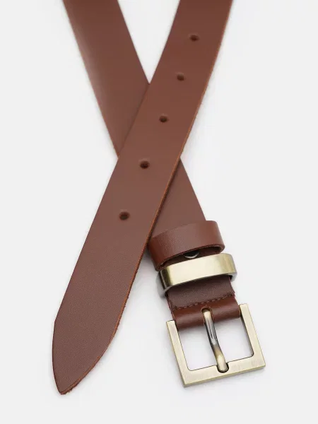 Кожаный ремень Borsa Leather с ремешками коричневый