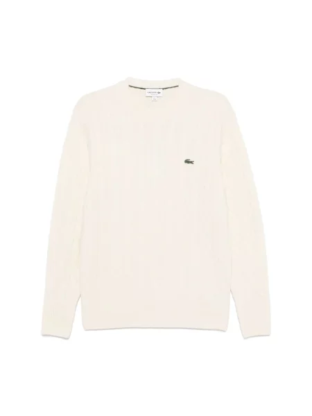 Sweter Lacoste wełniany elegancki biały