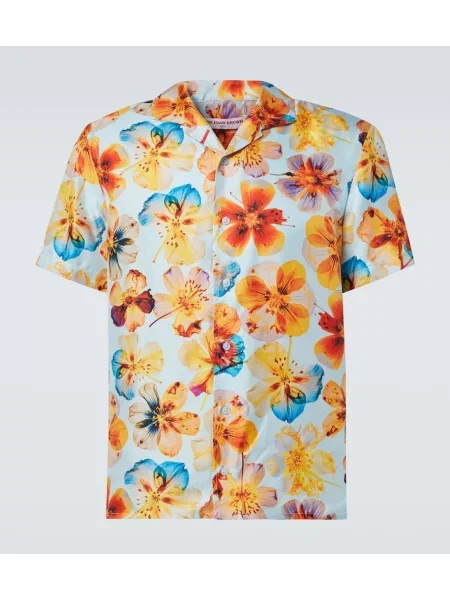 Svilena srajca Orlebar Brown s cvetličnim vzorcem rjava