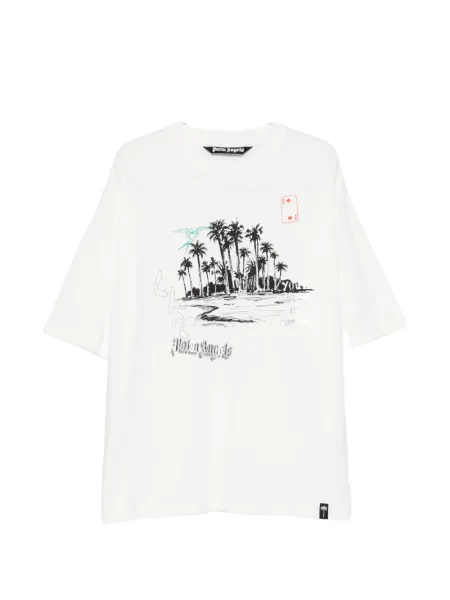 Tricou Palm Angels cu imagine alb