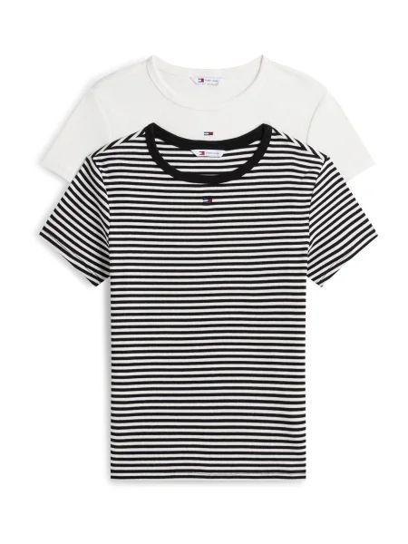 Tommy Jeans Tricou ESSENTIAL negru alb
