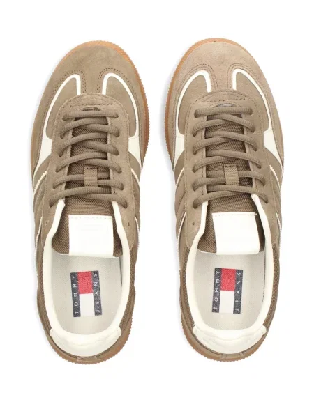 Sneakerși Tommy Jeans din piele de căprioară maro