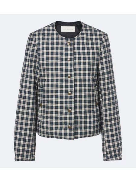 Matlasat geacă Dries Van Noten în carouri verde
