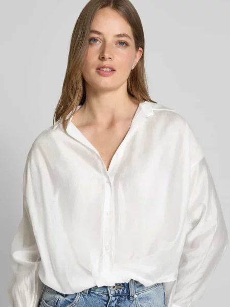 Bluzka o kroju relaxed fit z listwą guzikową model Zabaione biała