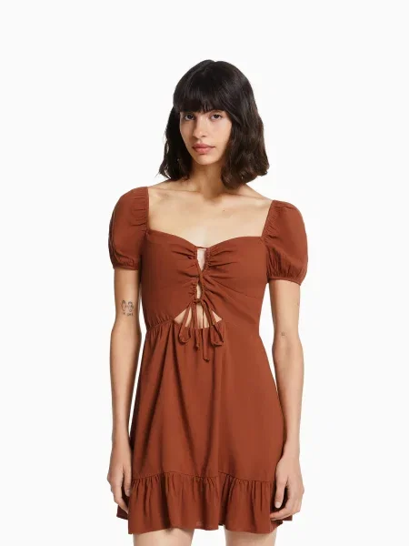 Bershka Poletna obleka rjasto rjava