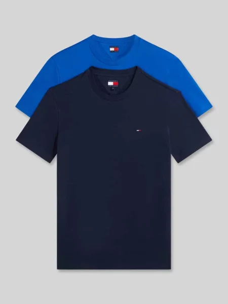 T-shirty o kroju slim fit z czystej bawełny w zestawie 2 szt. Tommy Jeans niebieska