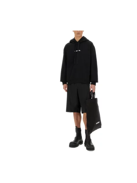 Bluza z kapturem Jil Sander z kapturem z logo czarna