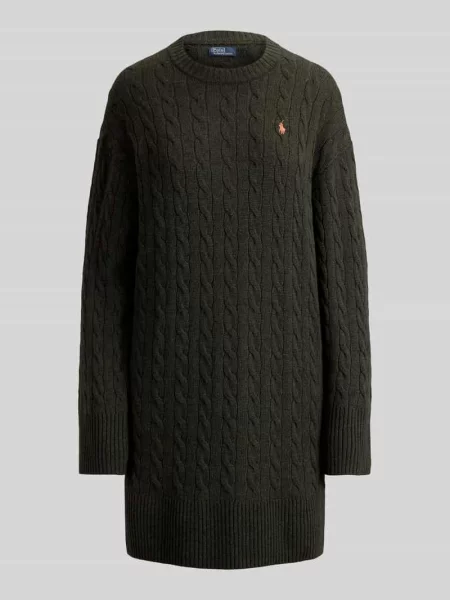 Lejąca sukienka casualowa z mieszanki wełny i kaszmiru Polo Ralph Lauren oliwkowa