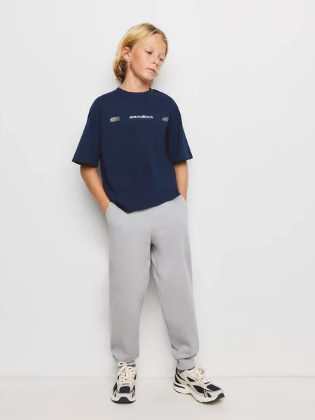 Koszulka oversize z nadrukiem Dzieci lata MANGO KIDS granatowy