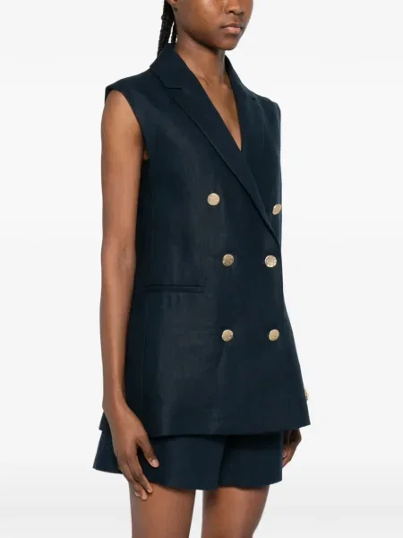 Kamizelka S Max Mara dwurzędowa niebieska