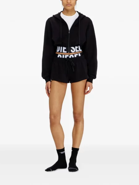 Περικομμένο hoodie Diesel με αυτόγραφο μαύρο