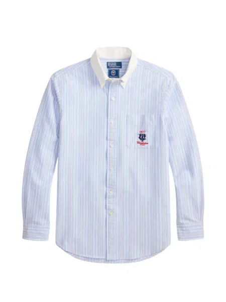 Șapcă Polo Ralph Lauren de mătase cu dungi cu cataramă albastru