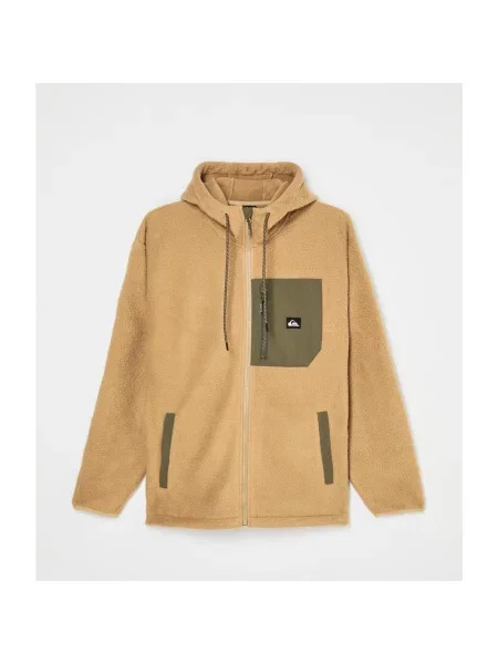 Polar z kapturem Quiksilver Clean Coast Hood Full Zip oliwkowozielony S beżowy