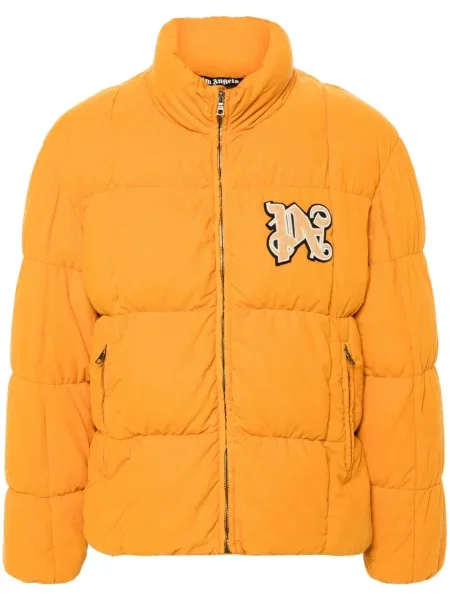 Geacă cu puf Palm Angels de catifea cord portocaliu