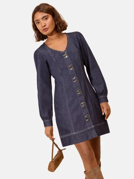 Friends Like These Rochie tip bluză denim albastru