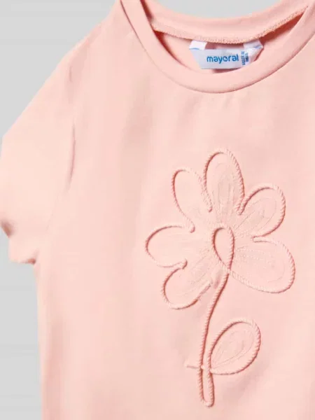 T-shirt z kwiatowym przeszyciem Mayoral różowa