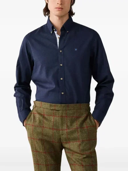 Cămașă Hackett London de flanelă verde