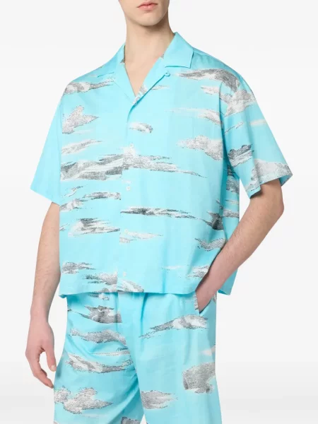 Cămașă Moschino din poplin albastru