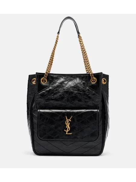 Usnjena usnjena torbica Saint Laurent črna