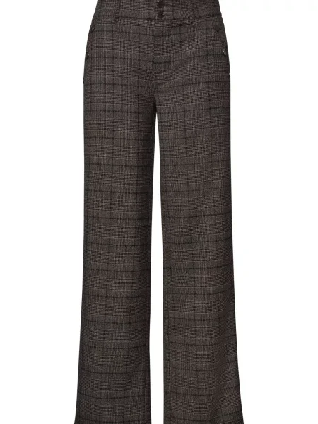 STREET ONE Pantaloni ciocolatiu / negru alb