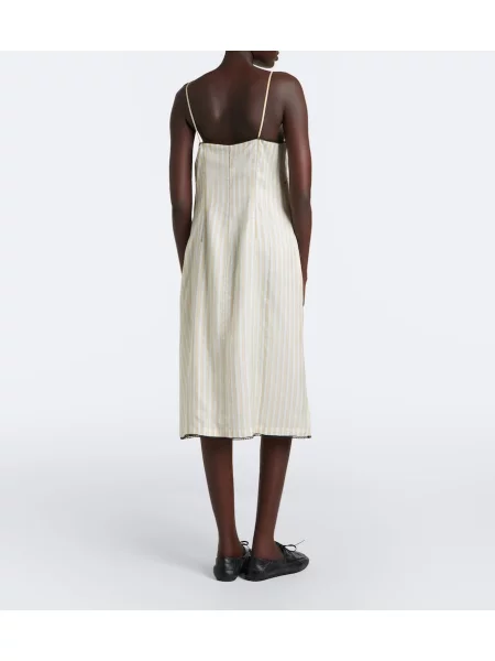Rochie maxi Prada cu dungi din dantelă galben